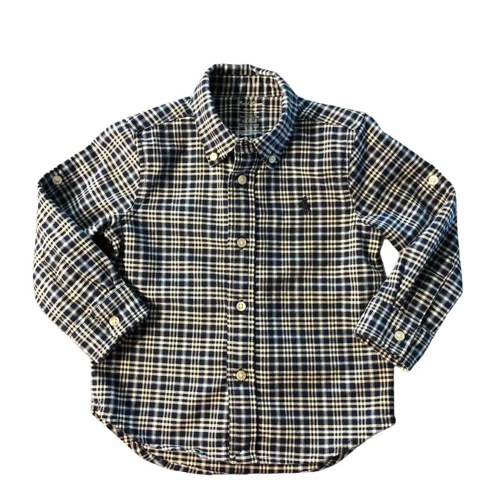 RALPH LAUREN - BOYS 24 MONTHS BLUE PLAID SHIRT